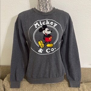 Disney Mickey & Co Sweatshirt Gray Crewneck Mickey Mouse Logo Size S